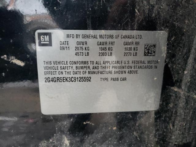 2G4GR5EK3C9125592 - 2012 BUICK REGAL BLACK photo 10