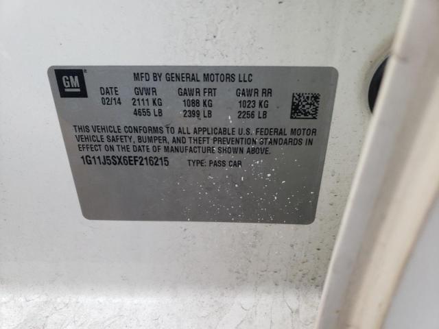 1G11J5SX6EF216215 - 2014 CHEVROLET MALIBU LTZ 白色 照片 10