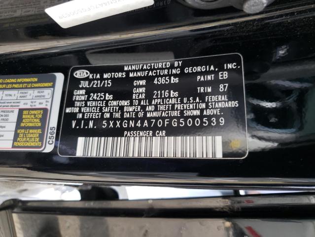 5XXGN4A70FG500539 - 2015 KIA OPTIMA EX BLACK photo 10