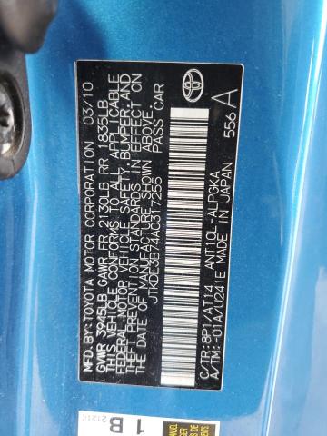 JTKDE3B74A0317255 - 2010 TOYOTA SCION TC BLUE photo 12