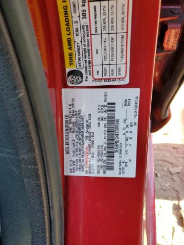 3FAHP0JG4CR399340 - 2012 FORD FUSION SEL RED photo 10