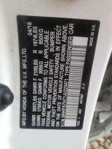 SHHFK7H71JU223471 - 2018 HONDA CIVIC EXL Ağ foto 10