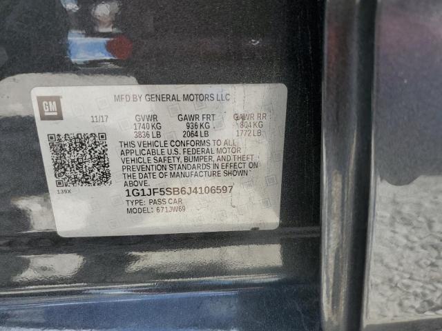 1G1JF5SB6J4106597 - 2018 CHEVROLET SONIC PREM CHARCOAL photo 10