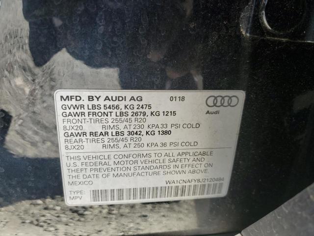 WA1CNAFY8J2120484 - 2018 AUDI Q5 PRESTIG BLUE photo 10