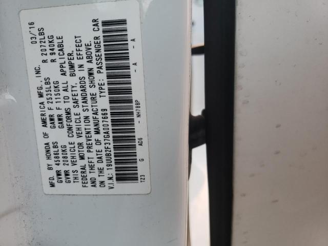 19UUB2F37GA007669 - 2016 ACURA TLX WHITE photo 10