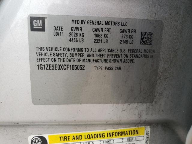 1G1ZE5E0XCF165062 - 2012 CHEVROLET MALIBU LTZ ვერცხლისფერი ფოტო 10