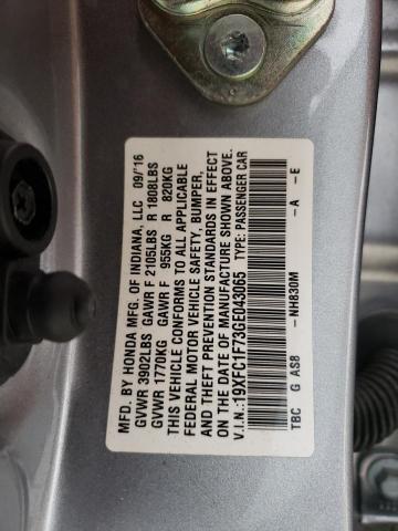 19XFC1F73GE043065 - 2016 HONDA CIVIC EXL 银色 照片 10