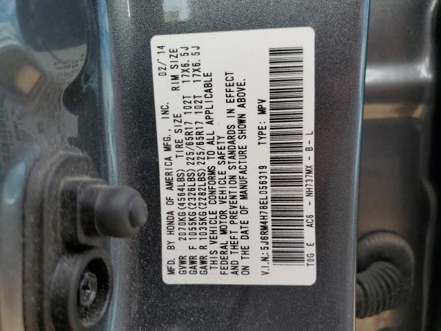 5J6RM4H78EL056319 - 2014 HONDA CR-V EXL GREEN photo 10