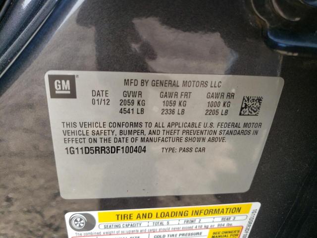 1G11D5RR3DF100404 - 2013 CHEVROLET MALIBU 1LT 灰色 照片 10