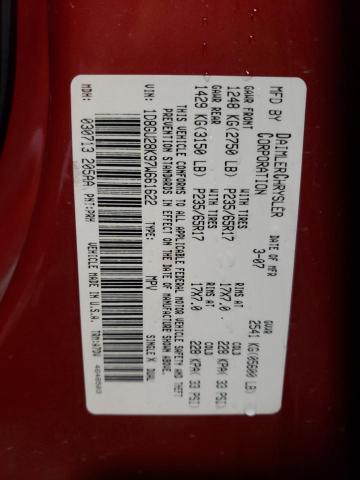 1D8GU28K97W661622 - 2007 DODGE NITRO SXT RED photo 10