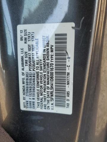 5FNRL5H41DB001670 - 2013 HONDA ODYSSEY EX CHARCOAL photo 10