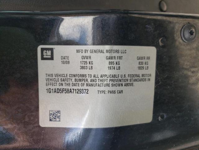 1G1AD5F58A7129372 - 2010 CHEVROLET COBALT 1LT BLACK photo 10