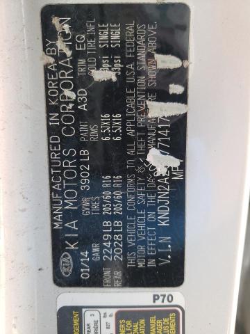 KNDJN2A20E7714176 - 2014 KIA SOUL SILVER photo 10