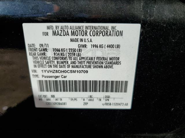 1YVHZ8DH0C5M10709 - 2012 MAZDA 6 I BLACK photo 10