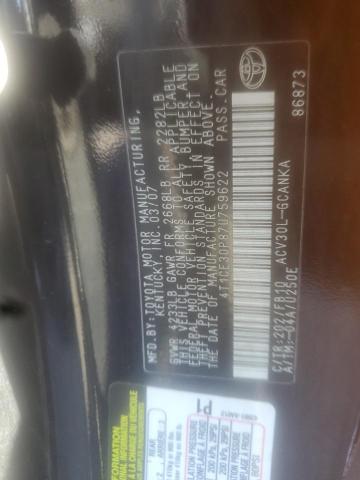 4T1CE30P87U759622 - 2007 TOYOTA CAMRY SOLA BLACK photo 10