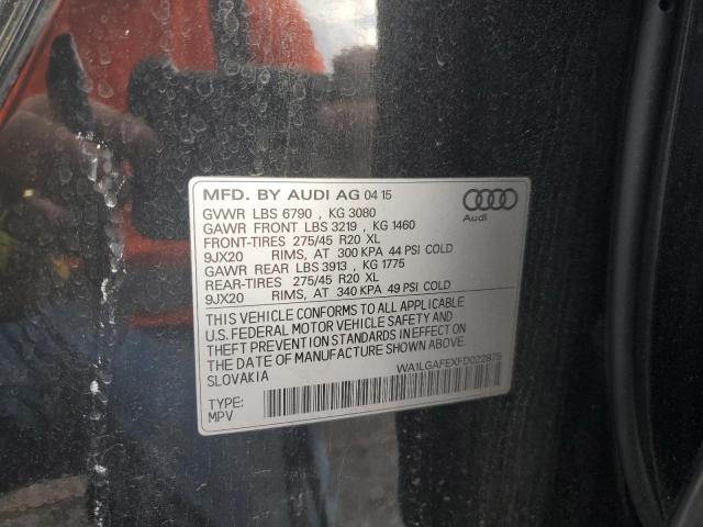 WA1LGAFEXFD022875 - 2015 AUDI Q7 PREMIUM Siyah fotoğraf 10