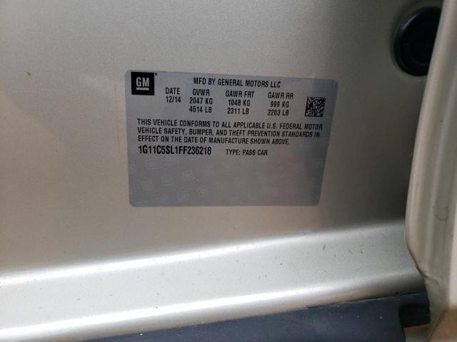 1G11C5SL1FF236218 - 2015 CHEVROLET MALIBU 1LT 金色 照片 10