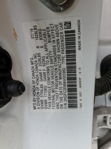 2HGFC2E86KH583962 - 2019 HONDA CIVIC SPOR 白色 照片 10