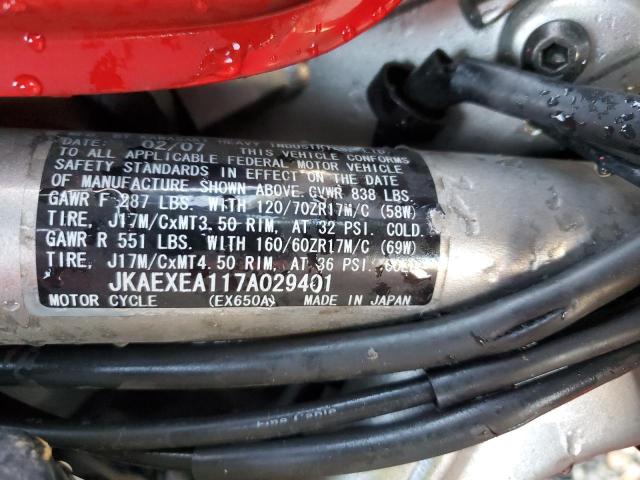 JKAEXEA117A029401 - 2007 KAWASAKI EX650 A Qırmızı foto 10