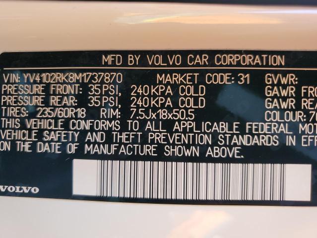 YV4102RK8M1737870 - 2021 VOLVO XC60 T5 MO WHITE photo 13