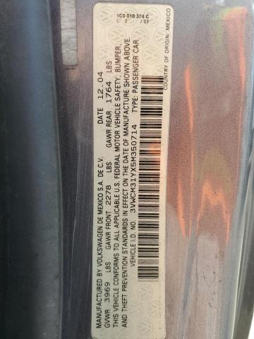 3VWCM31YX5M350714 - 2005 VOLKSWAGEN NEW BEETLE 灰色 照片 10