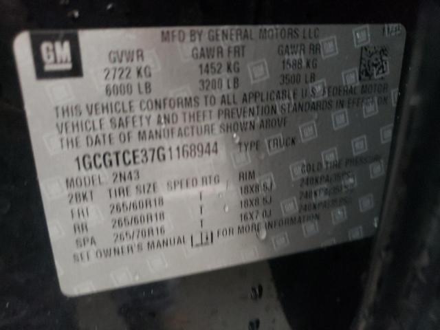 1GCGTCE37G1168944 - 2016 CHEVROLET COLORADO L BLACK photo 10