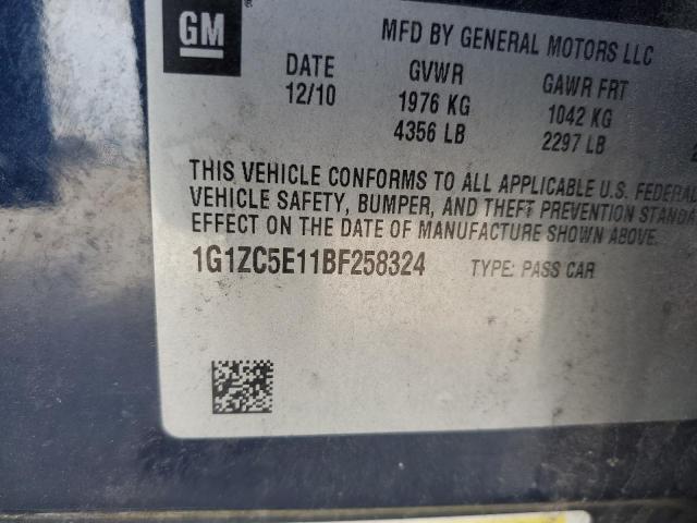 1G1ZC5E11BF258324 - 2011 CHEVROLET MALIBU 1LT 蓝色 照片 10