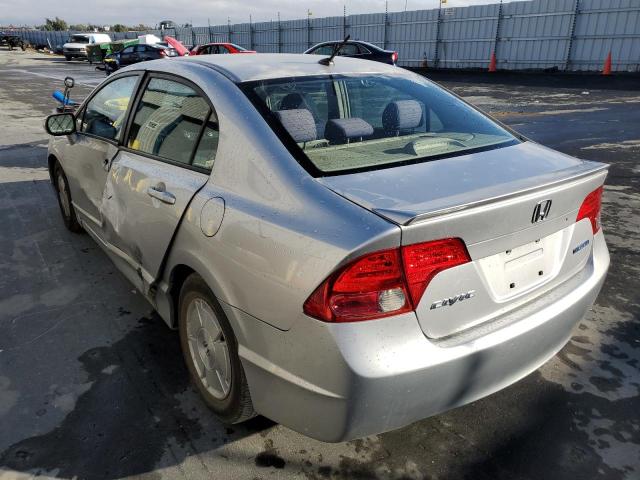 JHMFA36297S013408 - 2007 HONDA CIVIC HYBR SILVER photo 3