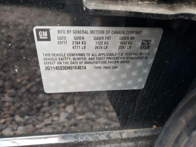 2G1145S35H9164514 - 2017 CHEVROLET IMPALA PRE შავი ფოტო 10