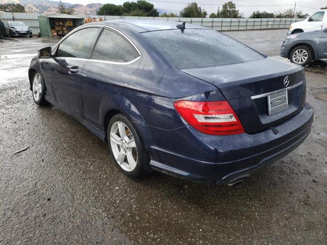 WDDGJ4HB0CF738039 - 2012 MERCEDES-BENZ C CLASS BLUE photo 3