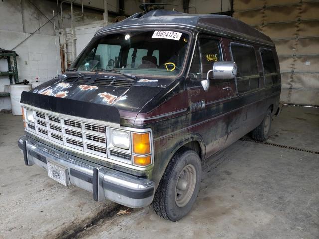 2B6HB21Y3KK383645 - 1989 DODGE RAM VAN B2 BURGUNDY photo 2