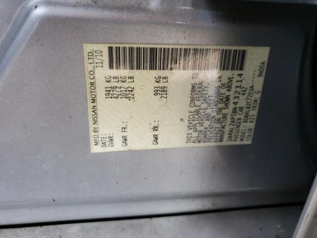 1N4AL2AP5BN432114 - 2011 NISSAN ALTIMA BAS SILVER photo 10