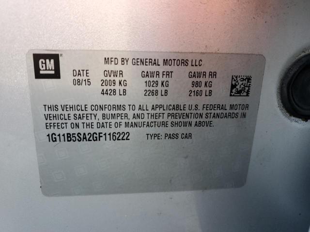 1G11B5SA2GF116222 - 2016 CHEVROLET MALIBU LIM 银色 照片 10