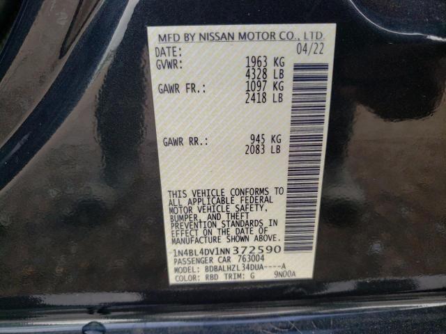 1N4BL4DV1NN372590 - 2022 NISSAN ALTIMA SV GRAY photo 10