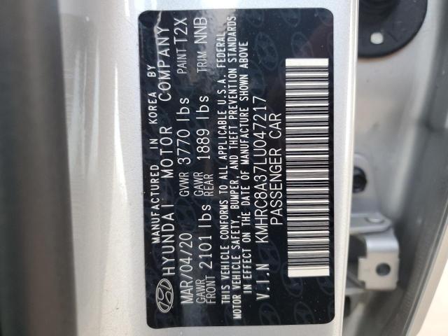 KMHRC8A37LU047217 - 2020 HYUNDAI VENUE SEL SILVER photo 10