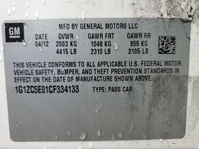 1G1ZC5E01CF334133 - 2012 CHEVROLET MALIBU 1LT 白色 照片 10