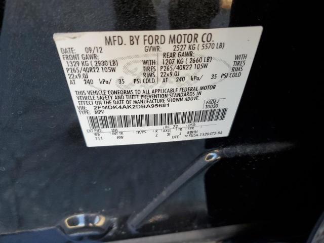 2FMDK4AK2DBA95681 - 2013 FORD EDGE SPORT BLACK photo 10