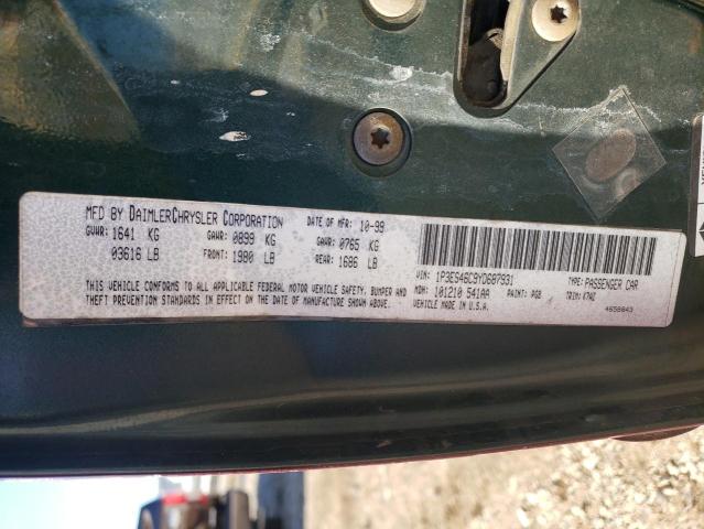 1P3ES46C9YD687931 - 2000 PLYMOUTH NEON BASE 勃艮第红 照片 10