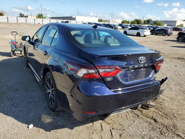 4T1S11AK7NU683998 - 2022 TOYOTA CAMRY NIGH BLUE photo 3