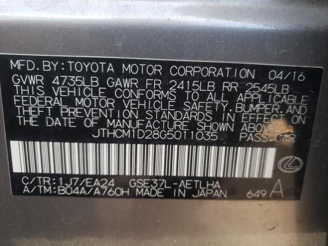 JTHCM1D28G5011035 - 2016 LEXUS IS 300 SILVER photo 10