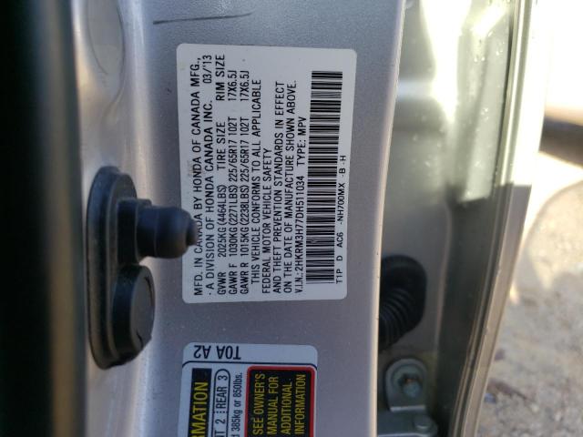 2HKRM3H77DH511034 - 2013 HONDA CR-V EXL SILVER photo 10