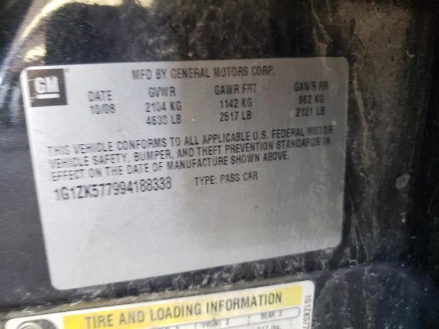 1G1ZK577994188338 - 2009 CHEVROLET MALIBU LTZ შავი ფოტო 10