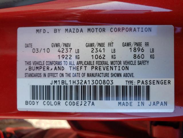 JM1BL1H32A1300803 - 2010 MAZDA SPEED 3 Qırmızı foto 10
