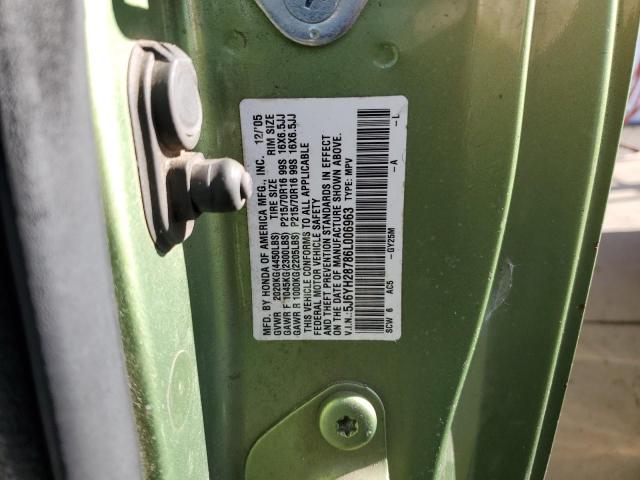 5J6YH28786L006963 - 2006 HONDA ELEMENT GREEN photo 10