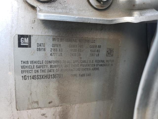 1G1145S3XHU136761 - 2017 CHEVROLET IMPALA PRE ვერცხლისფერი ფოტო 10