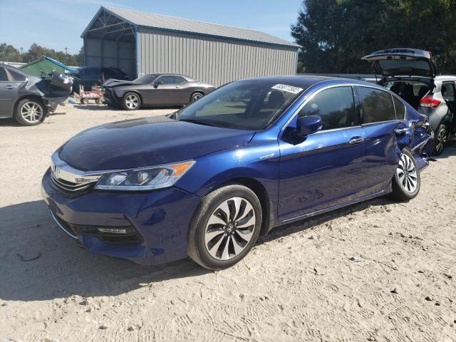 JHMCR6F55HC023792 - 2017 HONDA ACCORD HYB BLUE photo 2