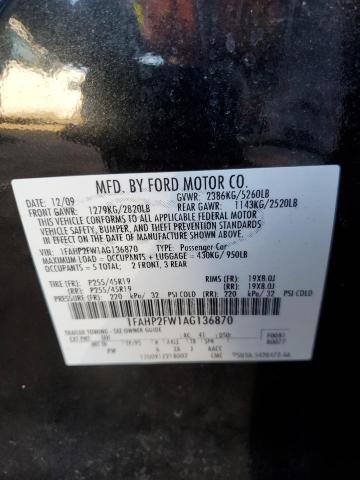 1FAHP2FW1AG136870 - 2010 FORD TAURUS LIM BLACK photo 10