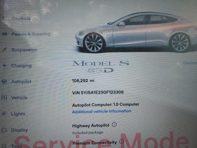 5YJSA1E23GF123308 - 2016 TESLA MODEL S ვერცხლისფერი ფოტო 9