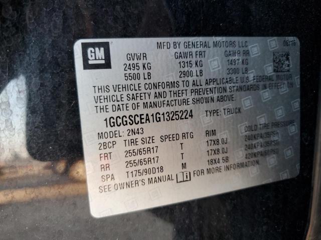 1GCGSCEA1G1325224 - 2016 CHEVROLET COLORADO L BLACK photo 10