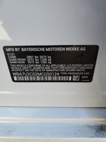 WBA7U2C02MCG50124 - 2021 BMW 750 XI WHITE photo 10